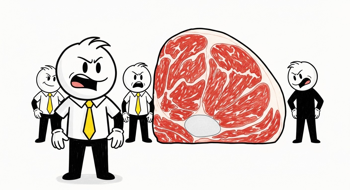 나뭇잎 모양 힘줄이 선명한 소고기 부채살 단면