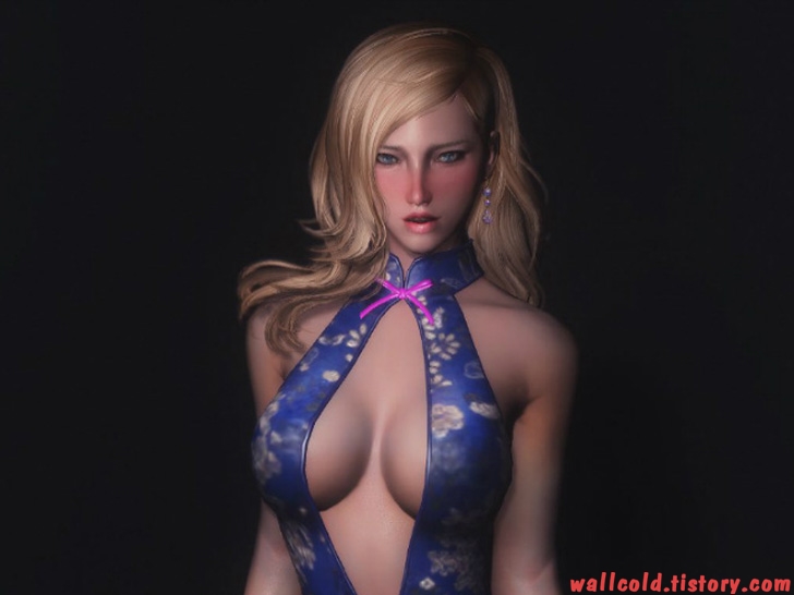 스카이림 의상 - 차이나 드레스 의상 oriental dress skyrim mod 001