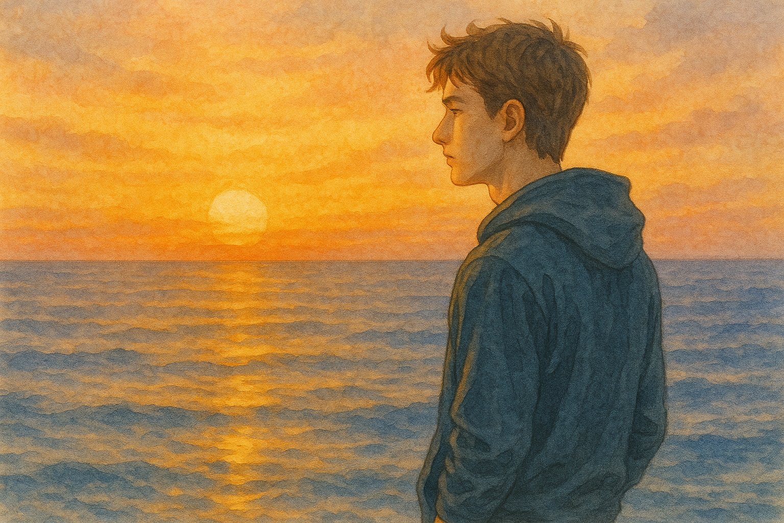 해질 무렵 바다를 바라보며