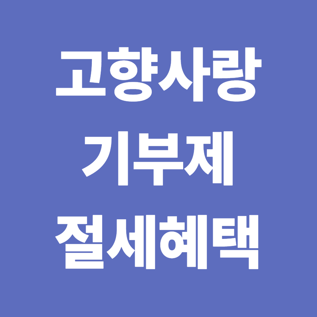 고향사랑기부제 절세 꿀팁 완전정리