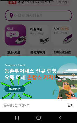 농촌투어패스 티머니고 서비스 이용방법