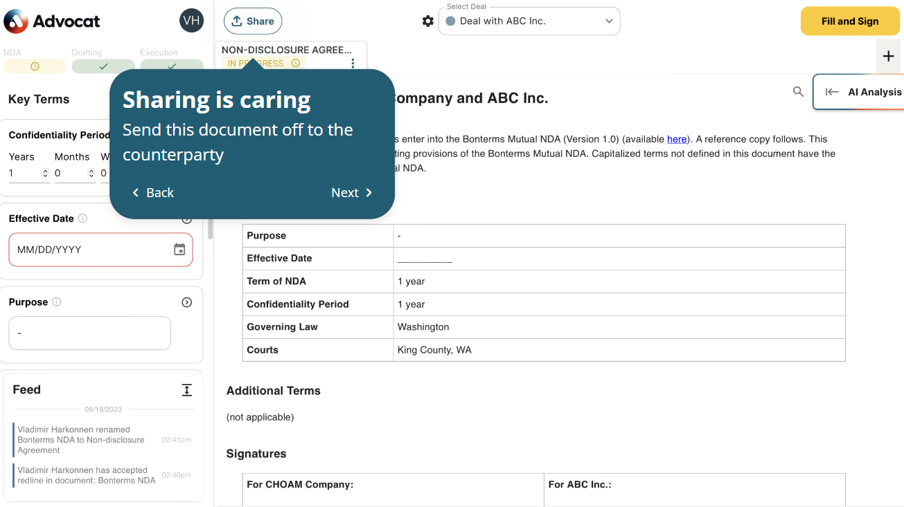Advocat 회사간 계약에 법적인 내용 확인해주고 관리해주는 서비스
