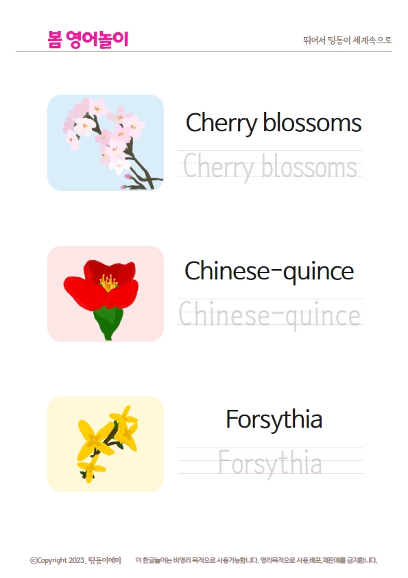 도안공유 봄 영어