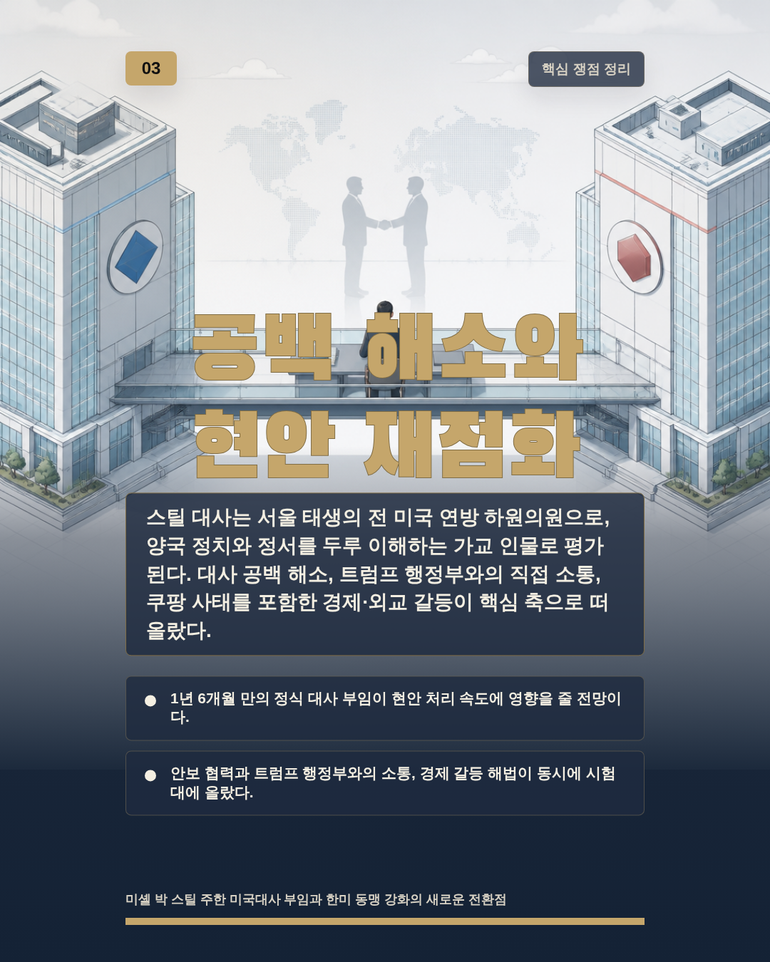 공백 해소와 현안 재점화