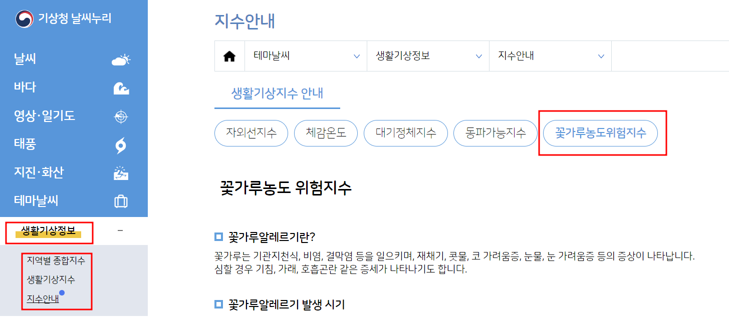 송화가루 날리는 시기
