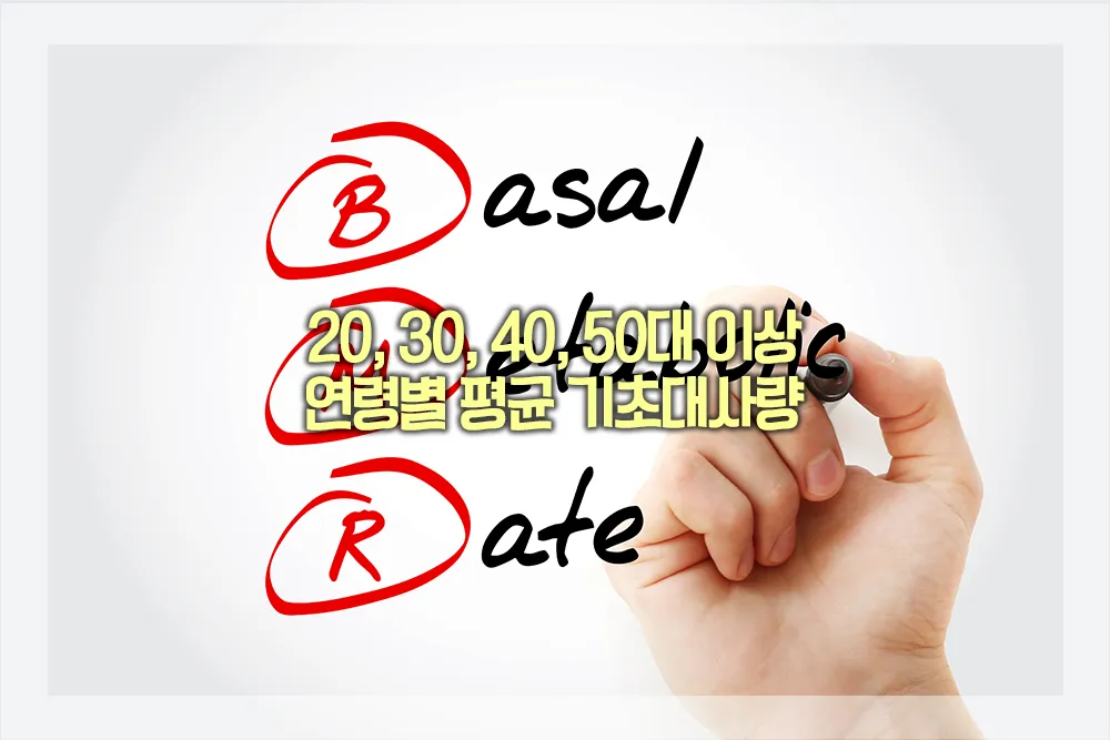 20, 30, 40, 50대 이상 연령별 평균 기초대사량