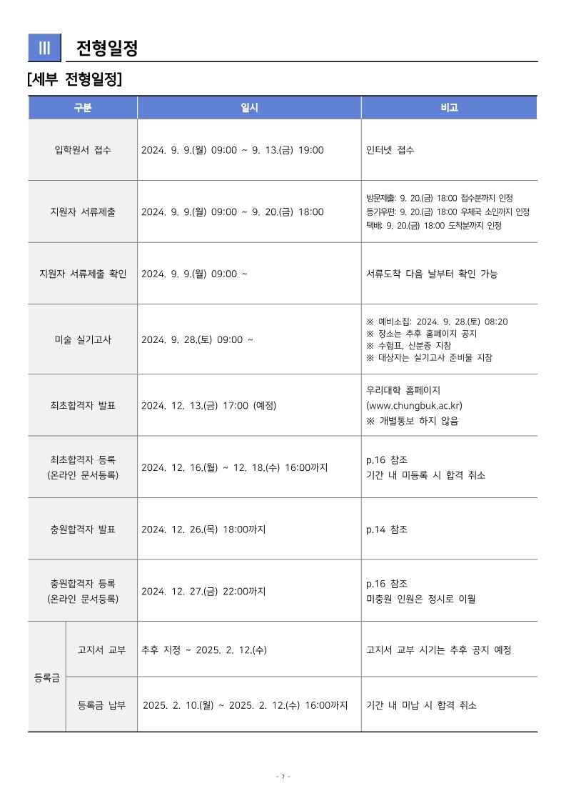 충북대 전형일정 2024