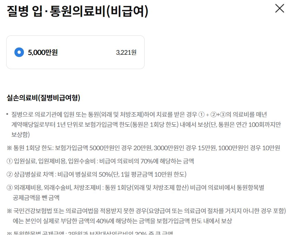 삼성화재 다이렉트 실손의료보험 보장내용