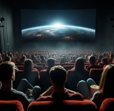 사람들이 영화관에 있는 사진