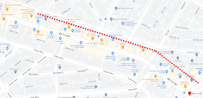 에보키니 거리 뒷편 주차장 지도