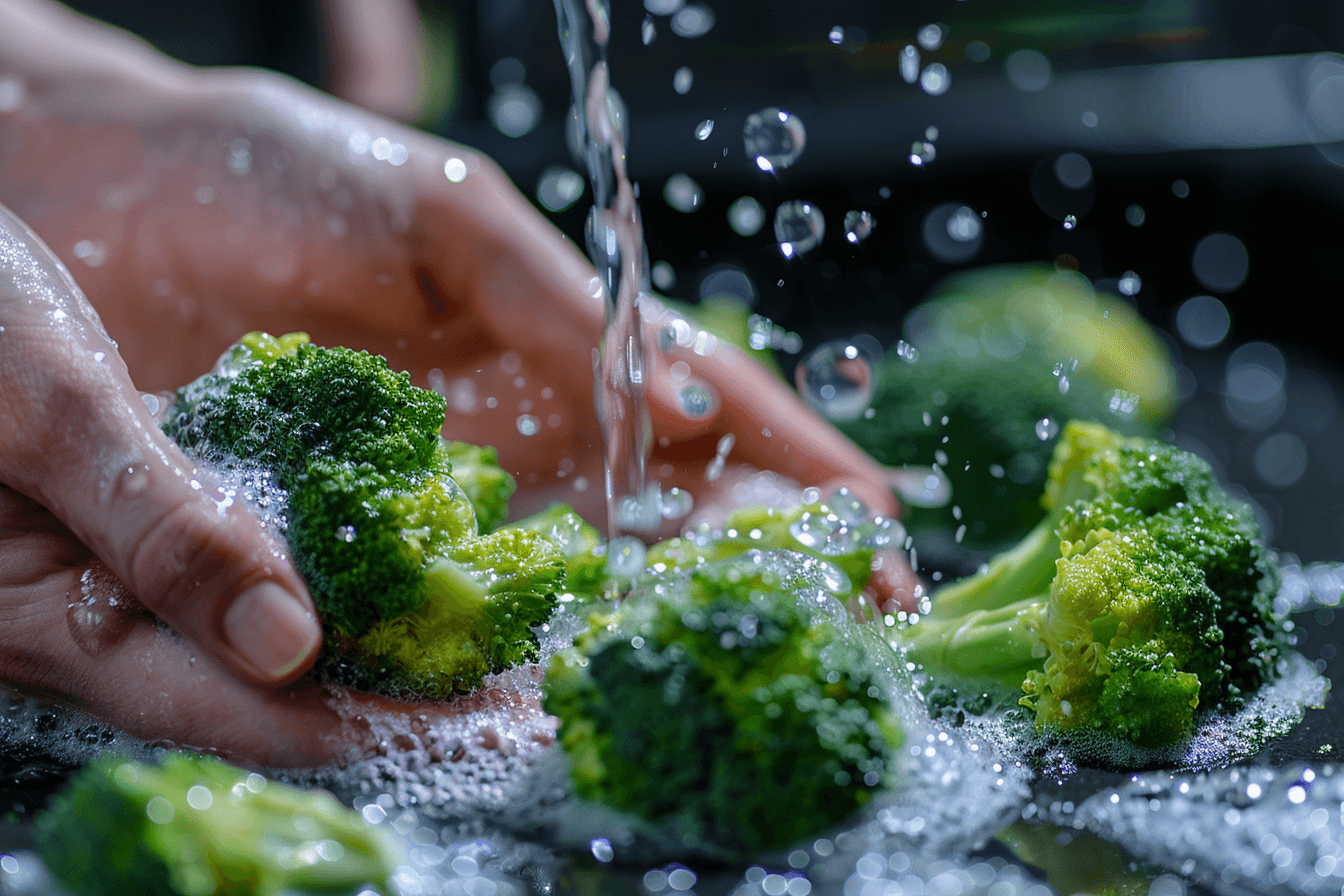 브로콜리를-세척중인-모습