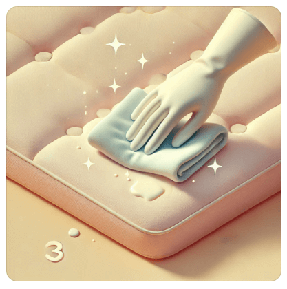 메트리스 얼룩 제거 3단계: 얼룩 부위 두드리기