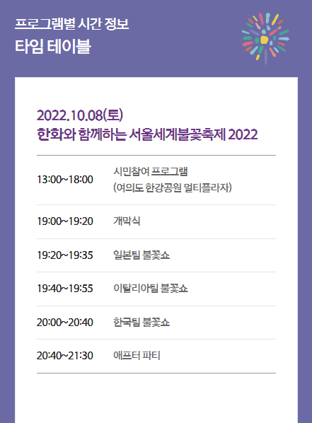 한강불꽃축제 시간