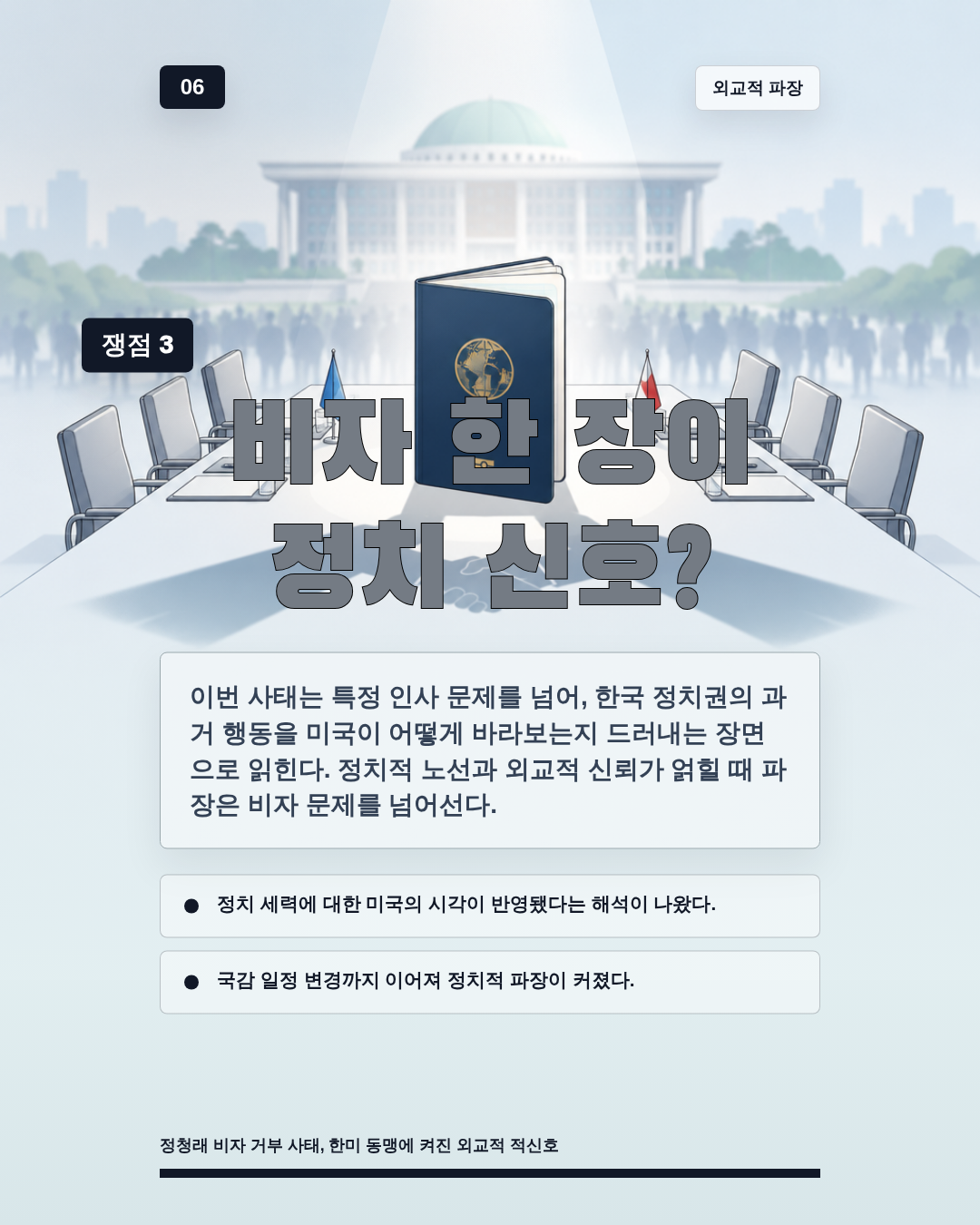 비자 한 장이 정치 신호?