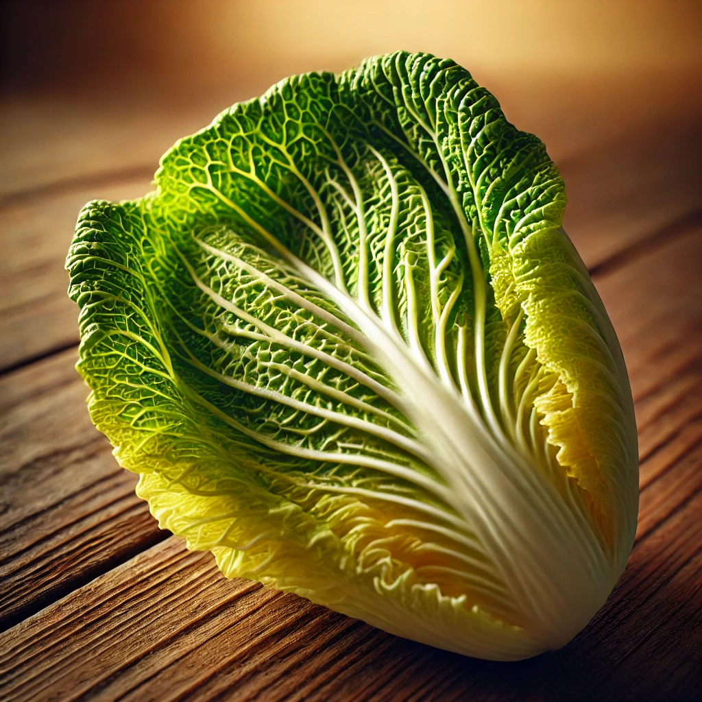 절임배추용-신선한-배추잎-2장-나무-표면