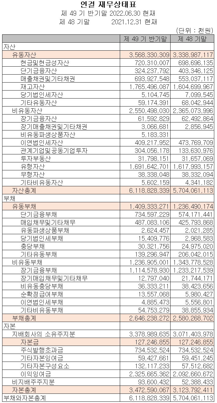 OCI - 재무상태표