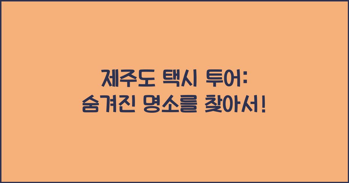 제주도 택시 투어