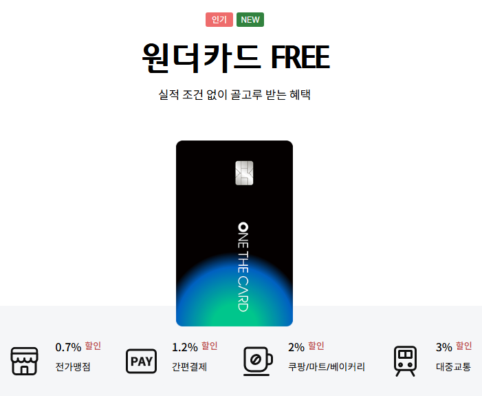 하나 원더카드 FREE 주요특징