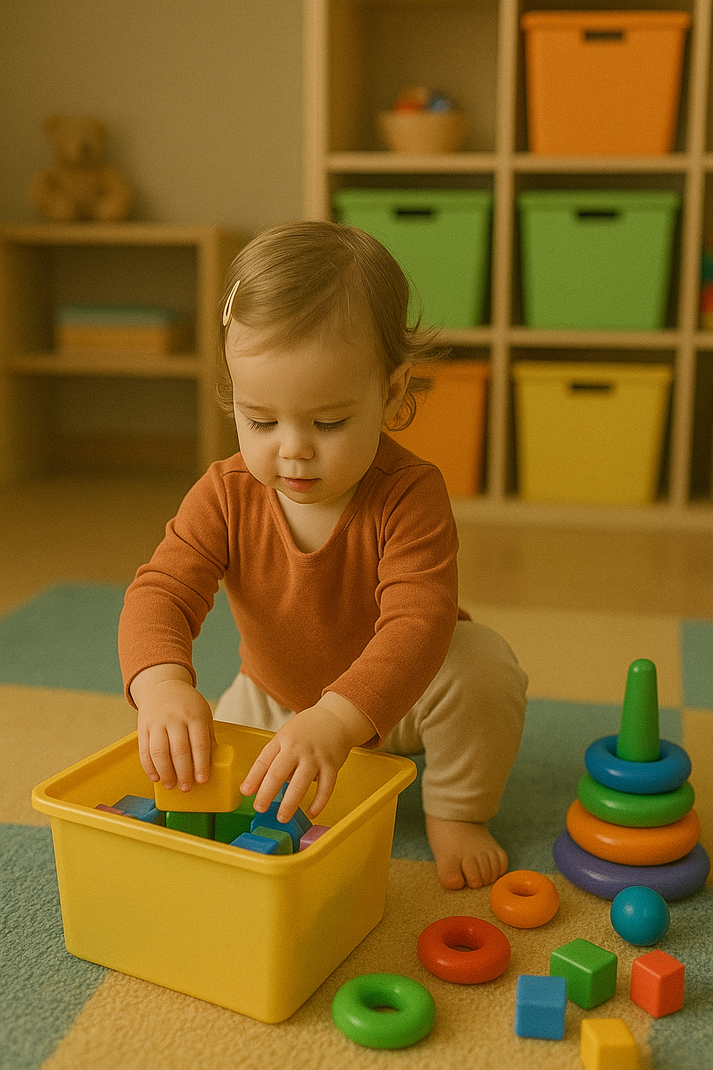 장난감 정리하는 아기