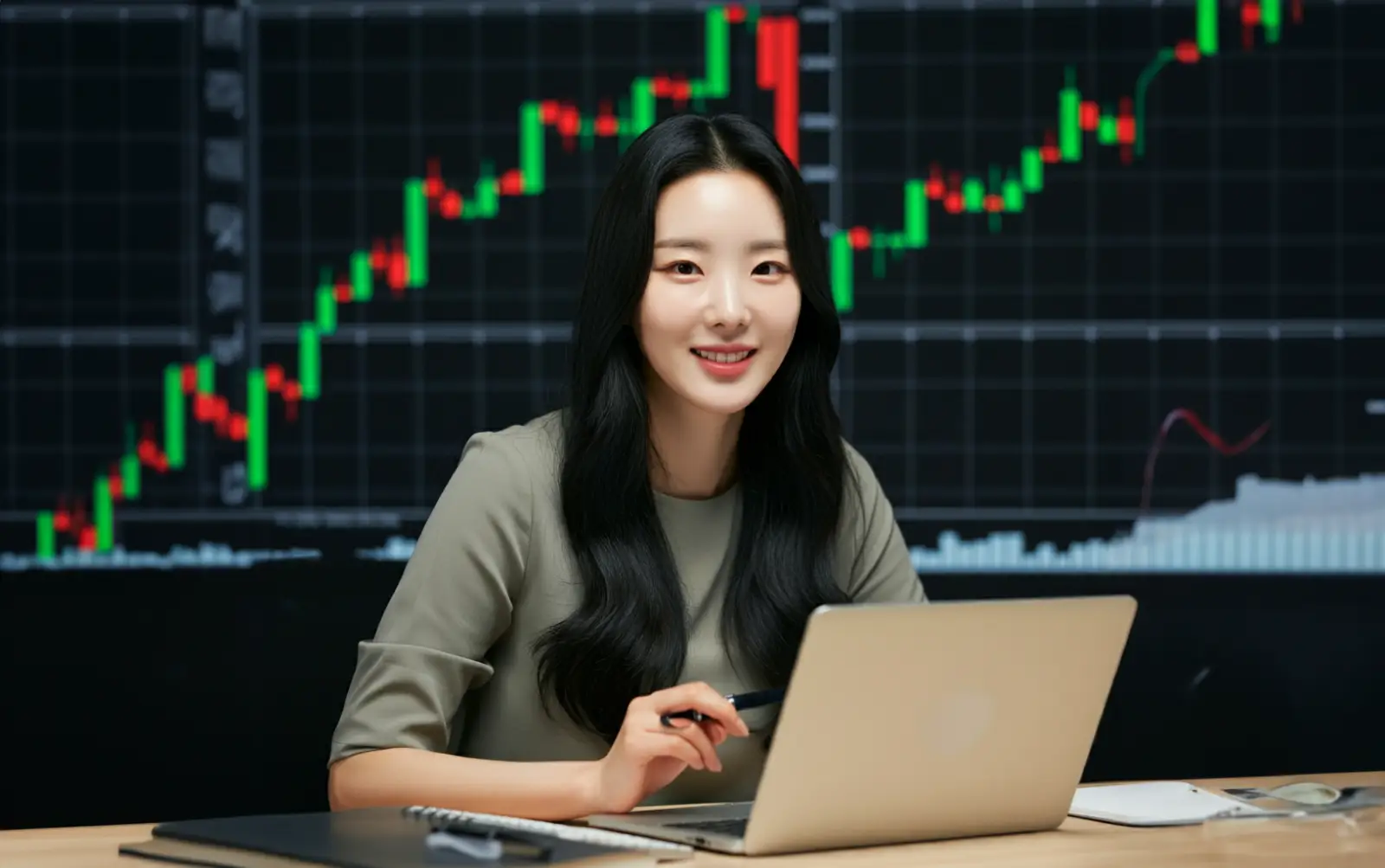 주식투자를 하는 여성