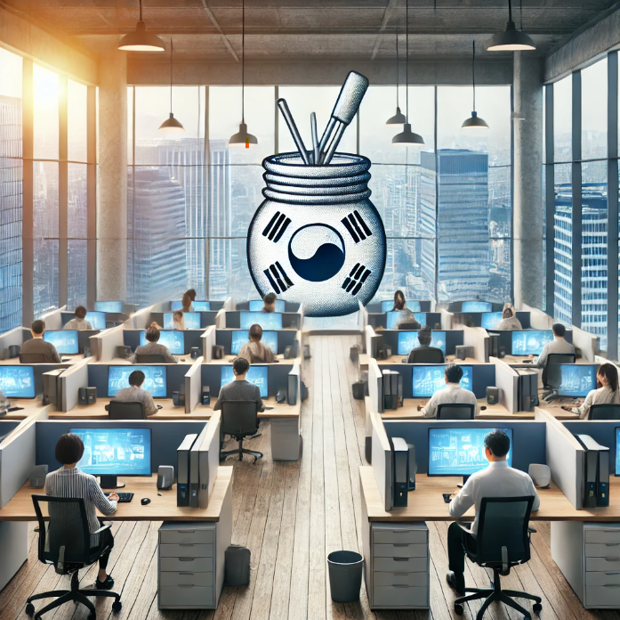 현대적인 사무실에서 일하는 직원들