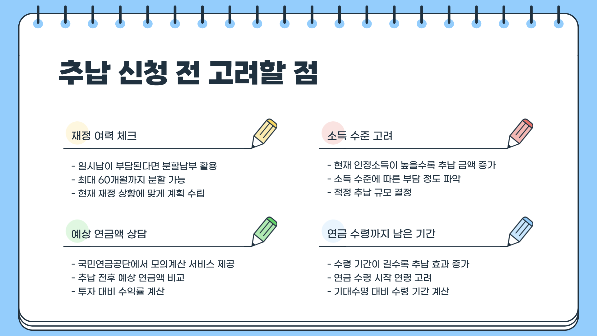 국민연금 추납제도 ❘ 국민연금 추납 가능기간 ❘ 국민연금 추납 신청방법 ❘ 연말정산까지 총정리