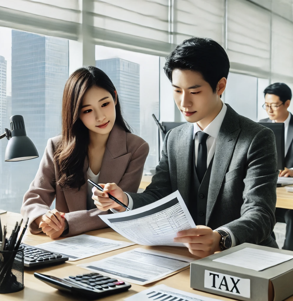 세무전문가가 비영리 단체 대표를 돕고 있는 장면