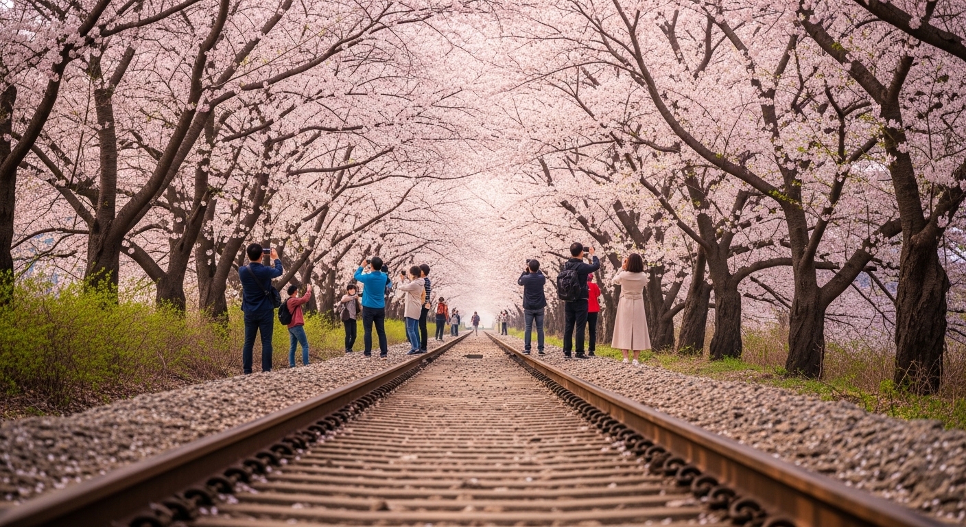진해군항제 야간행사와 벚꽃 풍경