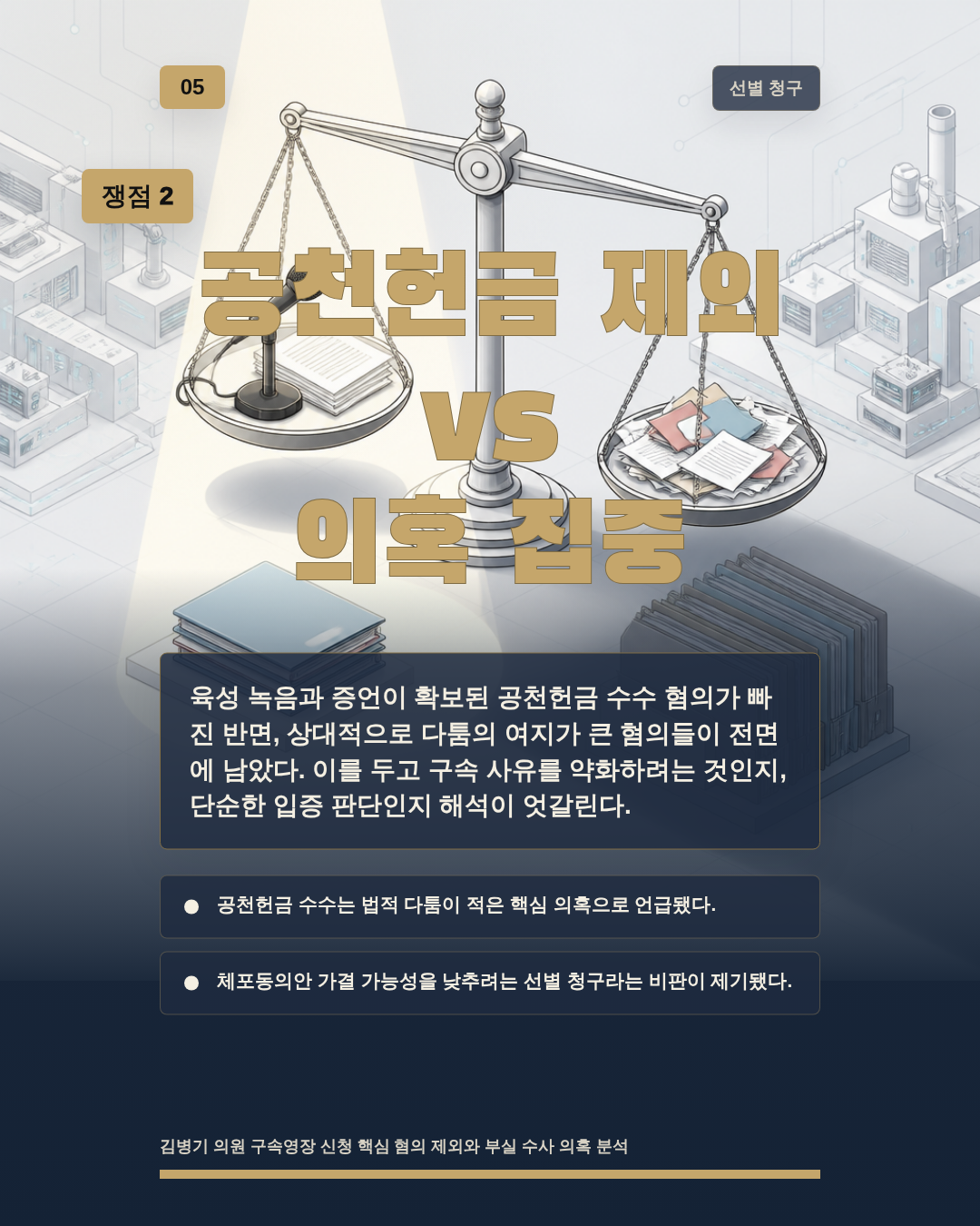 공천헌금 제외 vs 의혹 집중