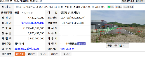 파주 공장 경매 적성면 어유지리