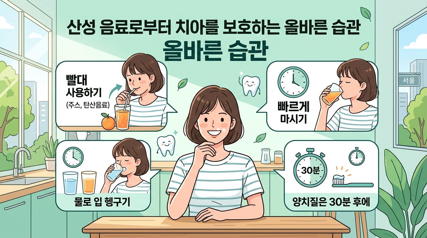 산성 음료로부터 치아를 보호하기 위한 올바른 섭취 습관 이미지