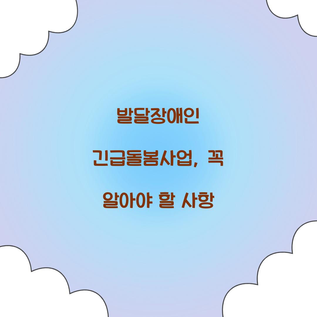 발달장애인 긴급돌봄사업