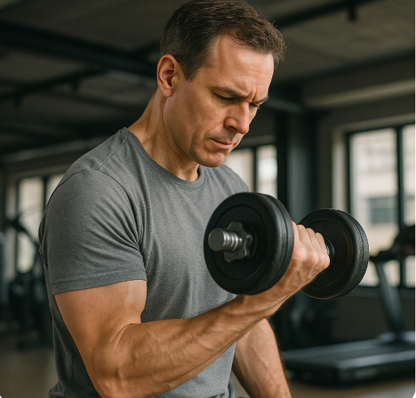 40대 남성이 근력운동하는 사진