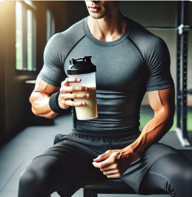 운동 후 보충제 마시는 남자