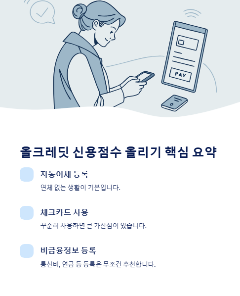 올크레딧 신용점수 올리기 핵심 요약