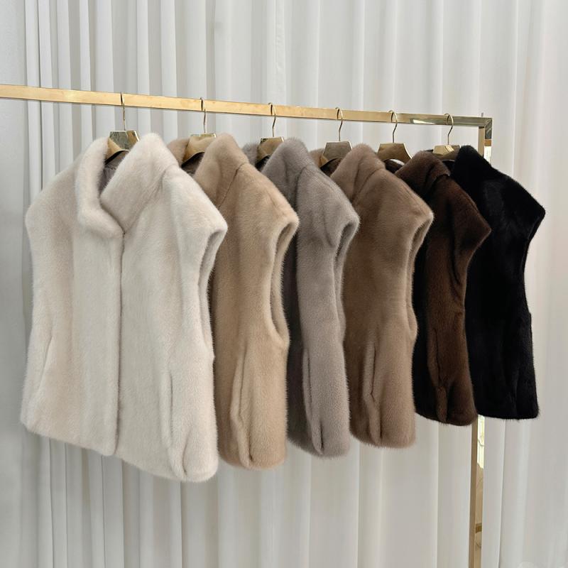 밍크 베스트 차이나 반 캡 조끼