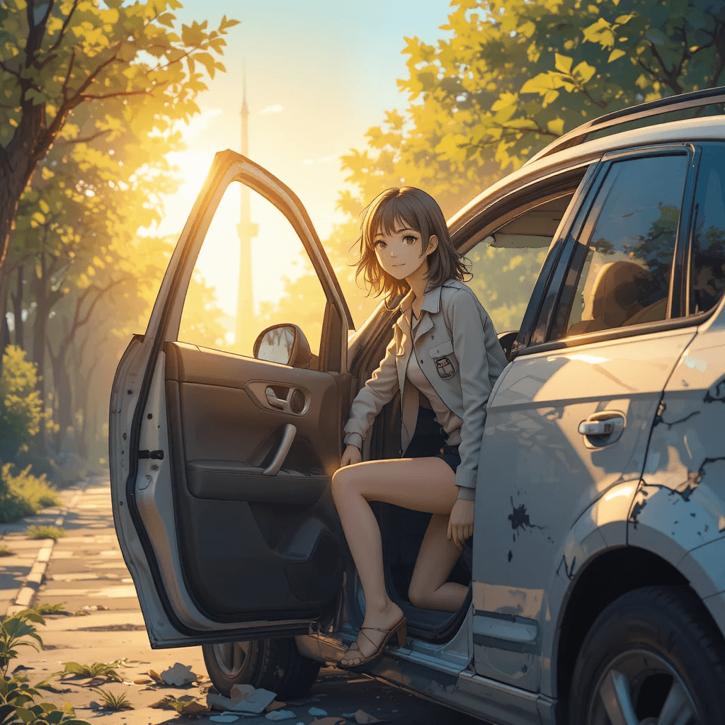 자동차 사고 후 무사히 내리는 꿈에 대한 이미지