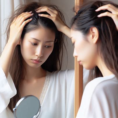 두피때문에 고민하고있는 여자