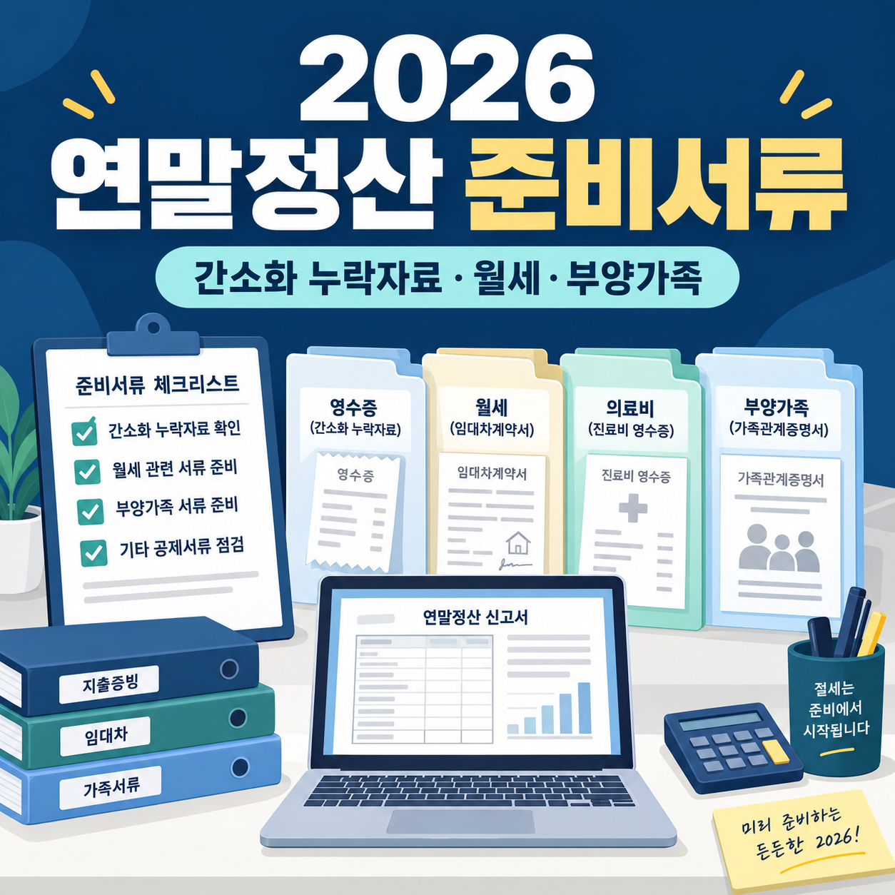 2026 연말정산 준비서류 체크리스트 - 간소화 누락자료·월세·부양가족