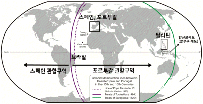 토르데시야스 조약 후 세력지도