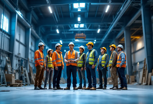 공장안의 근로 노동자들의 모습을 담은 장면