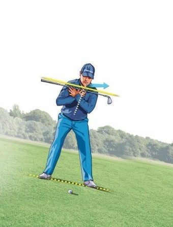 내리막 경사에서의 샷 모습