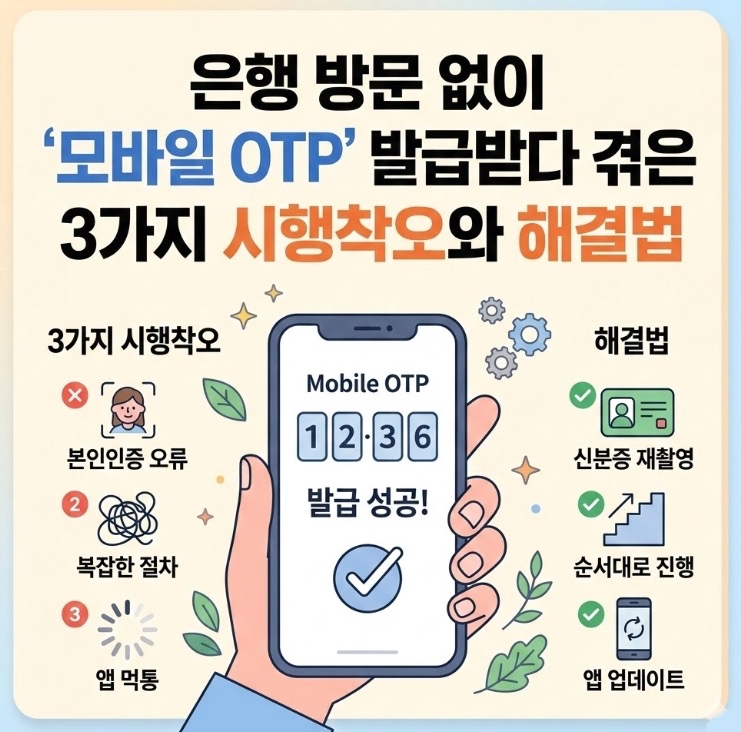 은행 방문 없이 모바일 OTP 발급받는 방법과 3가지 시행착오 해결 가이드 썸네일