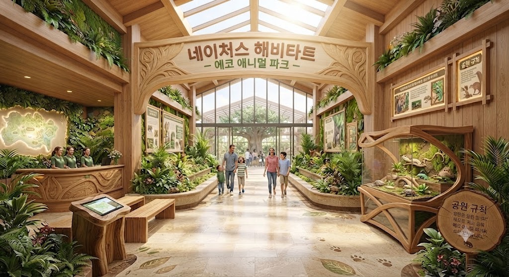 싱그러운 자연 콘셉트로 꾸며진 주렁주렁 영등포점의 설레는 입구 전경이에요.