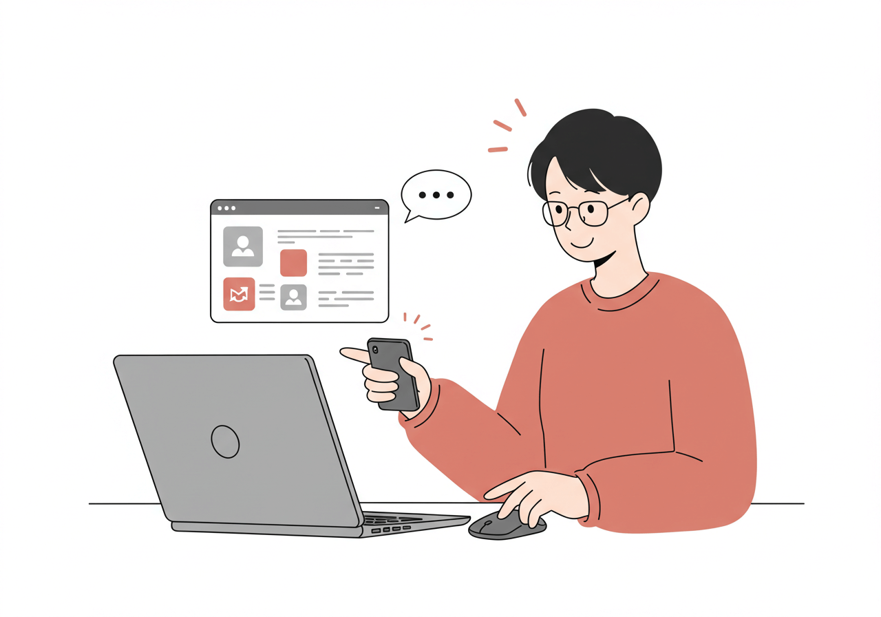 정부24·홈택스 등 온라인으로 신청하는 과정을 상징적으로 묘사 2