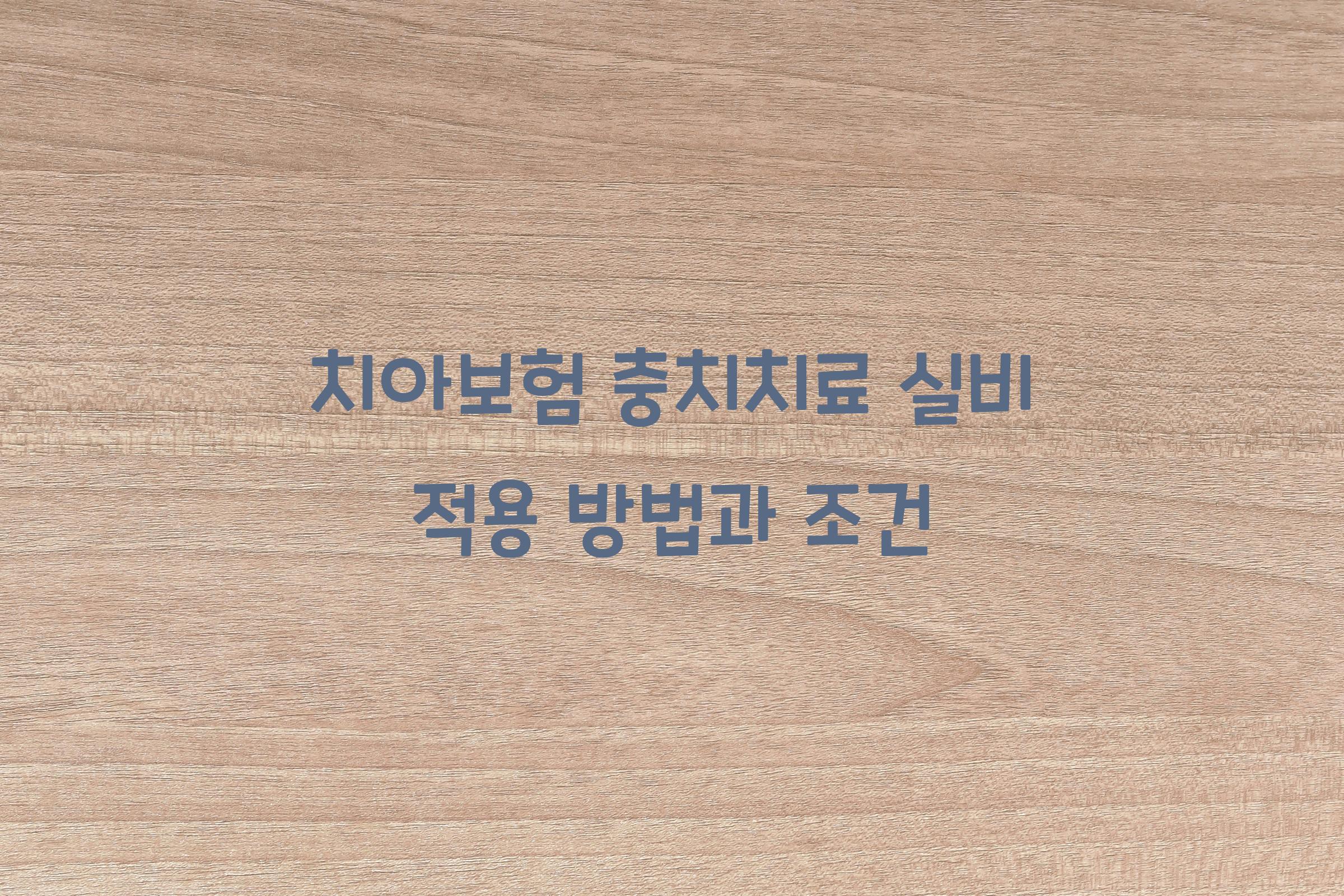 치아보험 충치치료 실비 적용
