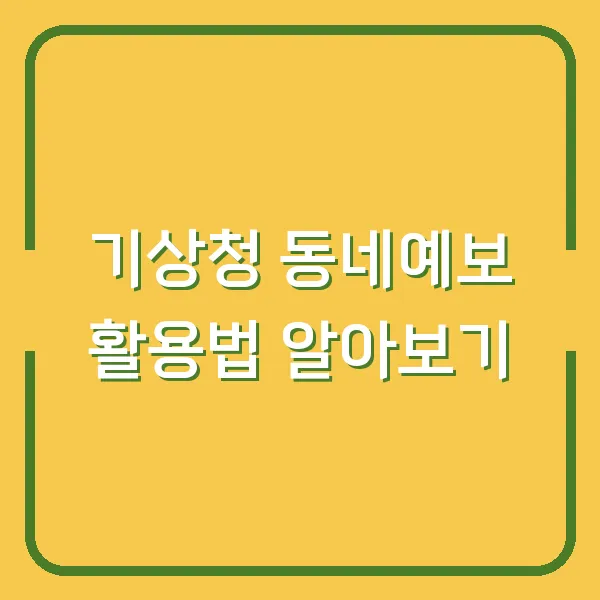 기상청 동네예보 활용법 알아보기