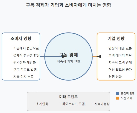 구독 경제가 기업과 소비자에게 미치는 영향 도식