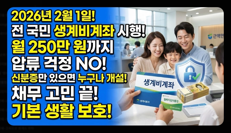 생계비통장 개설 조건 및 필요서류 [2026년 기준] 신청 자격 확인 및 준비물 3가지