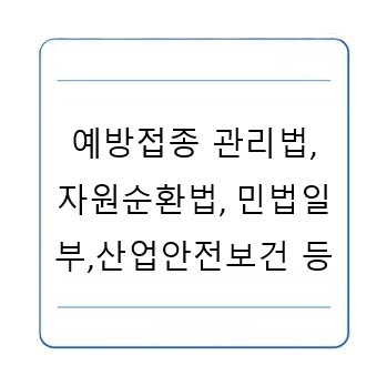 예방접종 관리법, 자원순환법, 민법일부,산업안전보건 등